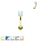 Opal Set Surgical Steel Curve Barbell Eyebrow Ring Lip Helix Snug Piercing 16G