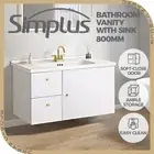 Simplus Vanity Unit 800MM Bathroom Cabinet Storage Wall Hung Sink Ceramic Basin