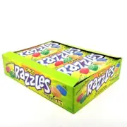 Sour Razzles Candy/Gum, Box of 24 1.4-Ounce Bags