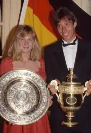 Singles Champions Steffi Graf Michael Stich both of Germany pose w- Old Photo