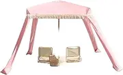 Beach Cabana with Fringe - 6x6 Ft. Boho Beach Canopy Umbrella Tent, Portable Umbrellas for Sand with Carry Bag & Sandbag Pockets, Instant Sun Shade Canopy Tent for Beaches & Backyards
