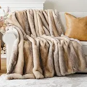 Battilo Luxury Faux Fur Throw Blanket, Soft Cozy Mink Fur Blanket for Couch, Sofa, Chair, Bed, Thick Warm Fall Fur Throw Blankets, 127x152cm