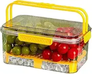 Food Container with Lid | Food Container for Outdoors | Entertaining Serving Reusable Kitchen Case with Handle for Dorm Camping Picnic Salad Fruits Dessert