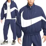 NIKE AS M NK SWOOSH WVN JKT 男 藍 大勾 立領 運動 防潑水 外套 FB7878-410