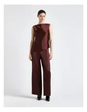 [Cue] Satin Bind Detail Top in Red
