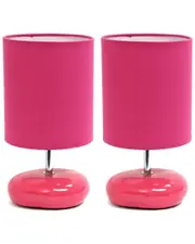 Lalia Home Stonies Small Stone Look Table Bedside Lamp 2pk Set