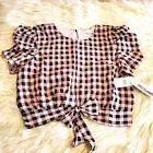 Dress The Population Cosmopolitan Pink and Black Plaid Top XL