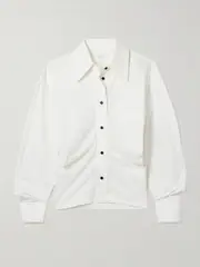 [Co] Co - Gathered Cotton And Silk-blend Poplin Shirt - White - small small White
