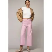 Anthropologie The Colette Cropped Wide-Leg Pants by Maeve 23 Raspberry