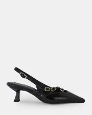 Shelly Shen Majie/Black Patent Womens Heels 10