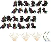 2 Sets Unicorn Scratch Off Painting Art Kit for Safe DIY Drawing with Sticks Scratch Cards for Creative Fun and Motor Skills Development