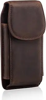 Hengwin Leather Phone Holster for Men Belt, Cell Phone Pouch Belt Holder Case with Belt Clip Fit for iPhone 16 Pro Max 15 Pro Max 15 Plus 14 Pro Max 13 Pro Max Samsung S25+ S24 Ultra S23+ (Coffee)
