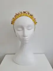 Miss Freya. Womens gold and Honey Yellow flower beaded headband fascinator