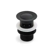 Black 32mm Pop Up Push Brass Waste Plug With Overflow Basin Sink Drain Outlet