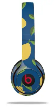 Skin Wrap for Beats Solo Wireless 2 3 4 Lemon Leaves Dark SKIN ONLY