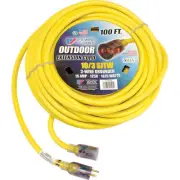 U.S. Wire 100 Ft. Single Tap Extension Cord w/ Lighted Ends 10/3 Ga. SJWT-A 300V