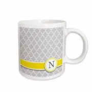 3dRose Your personal name initial letter N - monogrammed grey quatrefoil pattern