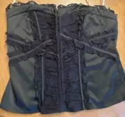 Bustier Corset Top Satin Floral Lace Boned Large Rockabilly Festival Whimsy Goth