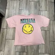 Nirvana Womens Short Sleeve T Shirt Large Pink Breathable Lightweight Band Tee