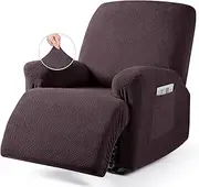 [VANSOFY] Recliner Chair Covers, 3-Pieces Stretch Lazy Boy Recliner Covers for Recliner Chair Soft Reclining Chair Slipcover Furniture Protector for Dogs Cats(Chocolate)