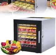 Food Dryer, 8 Tray Dehydrator(11.2 * 8.1in), 24 Hour Timer, Food and Jerky Deshidratador, 35-90℃ Temperature Control,Stainless Steel, Suitable for Fruits, Vegetables, Pet Treats,Ingredients