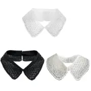 Embroidery Beaded Detachable Lapel Half Shirt Blouse Mesh False Collar for Women