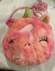 PINK SLEEPING UNICORN Plush Shoulder Bag