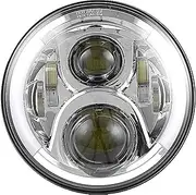 Motorcycle Headlight Motorcycle Chrome Halo Angel Eye DRL Led Headlamp Softail For Slim Fat Boy 7" Inch H4 LED Headlight