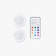 Remote Controlled 16-color RGBW Puck Lights (2 Pack)
