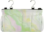 Amooorous Bedside Storage Basket Organizer Bed Organizer Hanging Pocket Bag for Dorm, Bunk, Loft, Hospital Bed Powder Green Fluid