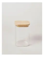 [The Cooks Collective] Square Glass Jar with Bamboo Lid 1.3L in Clear