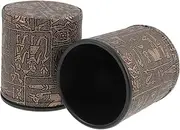 Generic 2Pcs Retro Leather Dice Cups Easy to Clean Dice Game Prop for Parties and Entertainment Wear Resistant Material Unique Pattern Design for Enhanced Game