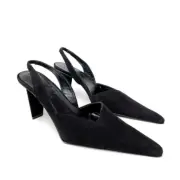 Robert Clergerie Barneys NY Clarisse Black Suede Slingback Angular Heels 8 NEW