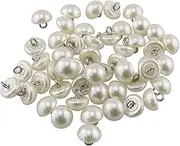 Tegg Half Domed Button 50PCS 10mm Cream-Coloured Half Ball Pearl Buttons with Metal Shank for Clothes, Craft, Sewing