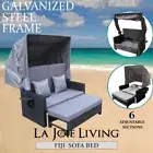 Fuji Outdoor Rattan Flat Wicker Daybed Sun Lounger Sofa with Canopy