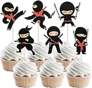 Gyufise 36Pcs Ninja Cupcake Toppers Assembled Martial Arts Karate Kung Fu Warriors Cupcake Picks Decorations for Ninja Theme Baby Shower Kids Birthday Party Supplies Cake Decorations