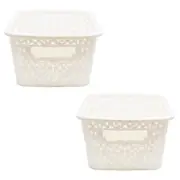 Plastic Beautiful Design Storage Basket With Lid For Kitchen Set Of 2
