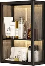 WuDLi Bathroom Toiletries Cabinet,Open Kitchen Cooking Utensils Cabinet,Wall-mounted Cosmetic Storage Rack,Adjustable Storey Height (Color : Black, Size : 30 * 15 * 45cm)