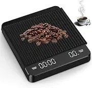 QZTHOU Digital Coffee Scale with Timer, Rechargeable Espresso Scale, 3kg/0.1g High Precision Digital Drip Coffee Scale,with 3 Units, Tare Function, Auto Off, Measures in g/oz/ml