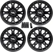 RT104 14in ATV Wheels 4x110 14x7 5+2 Offset, Includes M10x1.25 Lug Nuts, Compatible with Honda Kawasaki Yamaha Rubicon Rincon Brute Force Kodiak Grizzly Rhino IRS 4/110 UTV Rims (Set of 4)