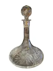 Large Crystal Ships Decanter - Buzzsaw Pinwheel Starburst Design