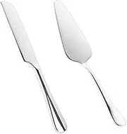 iDopick 2pcs Wedding Cake Knife Set, Stainless Steel Thickened Cake Knife and Server Set for Wedding Birthday Celebration Parties and Anniversaries