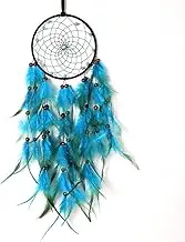 Blue Feather Dream Catcher with Turquoise,Indian Home Decoration Wall Hanging Dream Catchers for Kids Bedroom Dorm Room Wedding Party Boho Craft Ornament