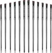 Maitys 12 Pieces Eyeliner Eyebrow Fine Angled Brush Slanted Eyeliner Makeup Tip Thin Slanted Flat Angle Artificial Bristles Eyebrow Brush for Cosmetic(Black)