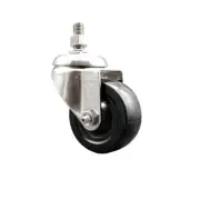 3 Inch 316SS Hard Rubber Wheel Swivel ½ Inch Threaded Stem Caster Service Caster