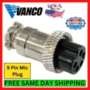 Vanco CBC5X CB Radio Microphone 5 Pin Female Panel Jack Replacement Chrome Kit