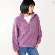 New in Plastic! Nine West Half-Zip Teddy Pullover - Lilac Small NWT