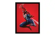 Spider-Man Red Background Framed Poster (Red/Blue/White) (40cm x 30cm)