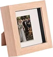 Nicola Spring Shadow Box Frames - Standing Hanging 3D Craft Picture Photo Display - 4 x 4" with 2 x 2" Mount - Light Wood/Black