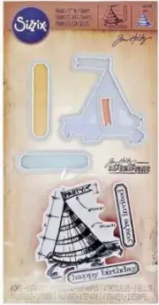 Tim Holtz Celebrate Rubber Cling Stamp & Sizzix Framelits Die Set 660188 NEW!